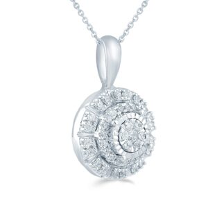 Fifth and Fine 1/4ct tw Diamond Round Cluster Fashion Pendant in Sterling Silver with 18" cable chain