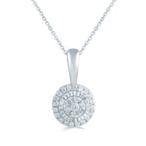 fifth and fine 1/10ct tw diamond round cluster fashion pendant in sterling silver with 18" cable chain