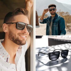 WearMe Pro - Square Polarized Aviator Modern Rectangular Men's Sunglasses