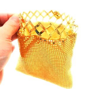 Vintage Evening Clutch Purse Metal Mesh Gatsby Bag for Cocktail Party Prom Wedding Banquet (Gold) XXX-Small