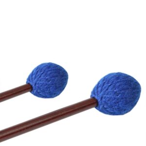 UNIME 2 Pairs Keyboard Marimba Mallets Wood Handle, Medium Blue Hard Yarn Head Keyboard Marimba Mallets, Black Rubber Bell Mallets Glockenspiel Sticks