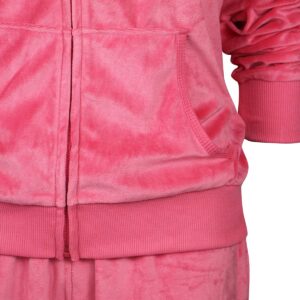 LeeHanTon Jogging Suits Sets for Women Warm Up Velour 2 Pieces Hoodie and Pants Zip Up Sweatsuits Coral 2XL