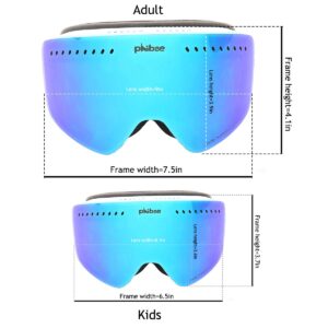 PHIBEE Unisex Snow Ski Goggles Frameless 100% UV Protection Snowboard Goggles for Men Women Youth 177ABL