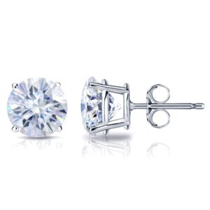 diamond wish - platinum round moissanite stud earrings (1 1/2ct tgw, 6mm, g-h) 4-prong set, push-back