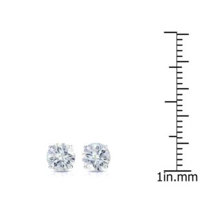 Diamond Wish 1 Carat Moissanite Round Stud Earrings in Platinum (J-K, 5.5 mm, cttw) 4-Prong Set Screw Back