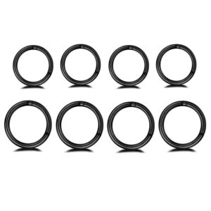 NewZenro 8Pcs Surgical Stainless Steel 16G Sleeper Cartilage Tiny Hoop Earrings Septum Hinged Clicker Nose Ring Helix Tragus Piercings 8mm 10mm Set Gold Black (black)