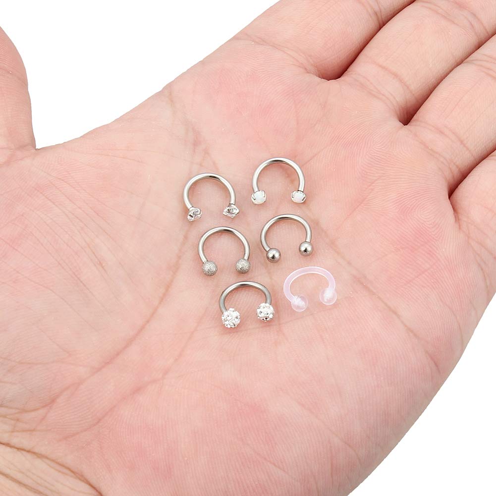 Ocptiy 16G Septum Ring Piercing Jewelry for Women 16 Gauge Stainless Surgical Steel Horseshoe Septum Nose Eyebrow Lip Ring Helix Tragus Cartilage Daith Rook Earring Hoop Piercin Jewelry Men Women 8mm