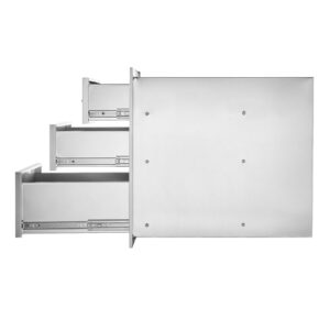 VEVOR 18x23 Inch Outdoor Kitchen Stainless Steel Triple Access BBQ Drawers with Chrome Handle, 18 x 20.5 x 23 Inch