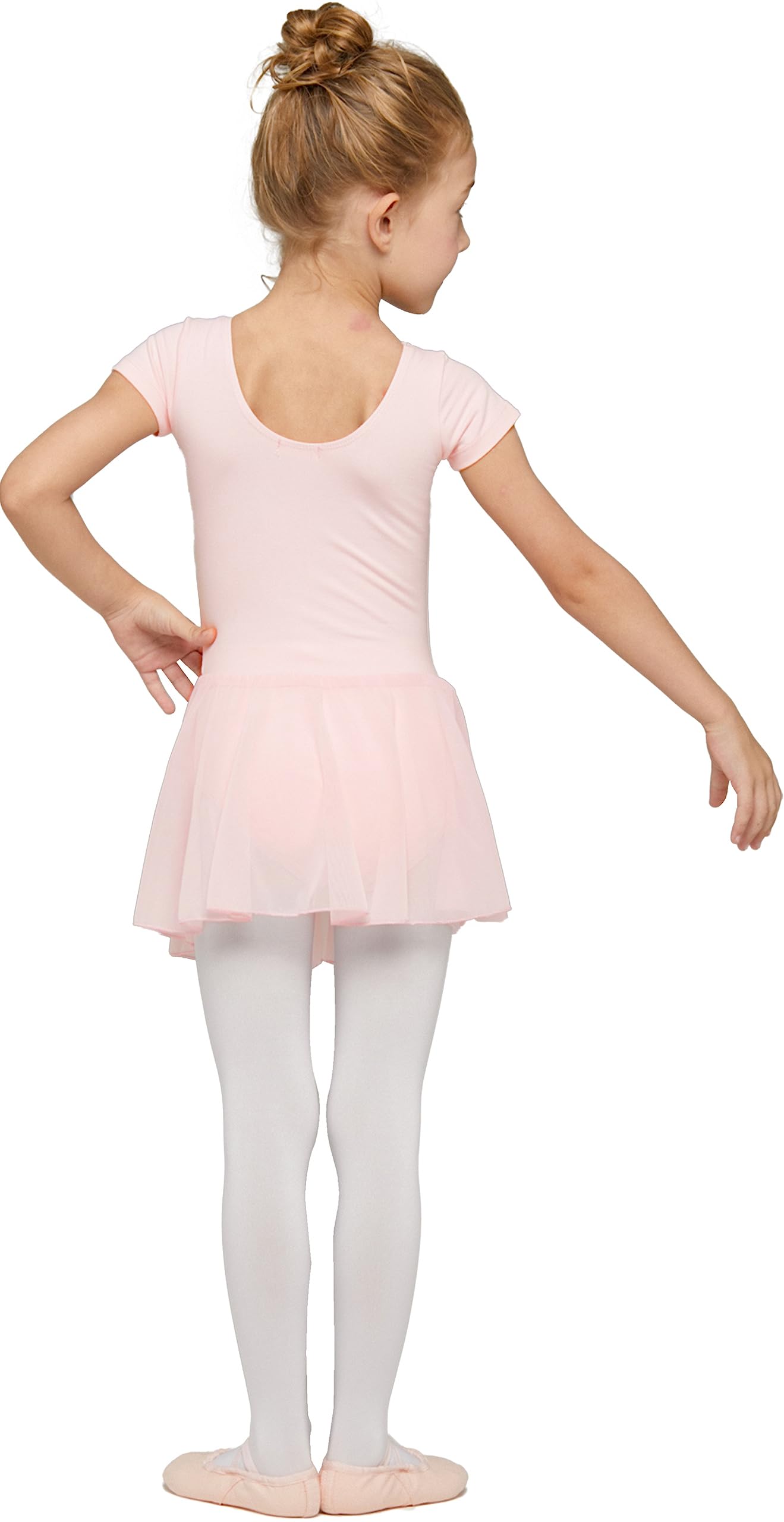 MdnMd Kids Girls Classic Ballet Dance Leotard with Tutu Skirt Dress Costume (Ballet Pink, Age 10-12)