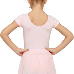 MdnMd Kids Girls Classic Ballet Dance Leotard with Tutu Skirt Dress Costume (Ballet Pink, Age 10-12)