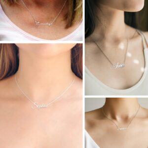 Name Necklace Personalized, Custom Made Nameplate Necklace Dainty Sterling Silver Gift for Mother Girlfriend