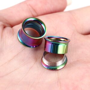 Kangyijia 8 Pairs 1/2" (12mm) Ear Gauges Tunnels Plugs Stainless Steel Screwed Flesh Tunnels Stretcher Piercing Set