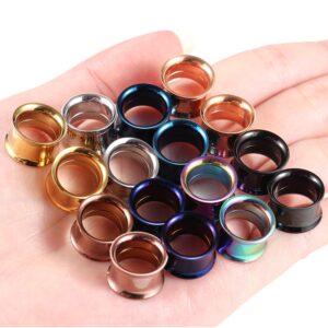 Kangyijia 8 Pairs 1/2" (12mm) Ear Gauges Tunnels Plugs Stainless Steel Screwed Flesh Tunnels Stretcher Piercing Set