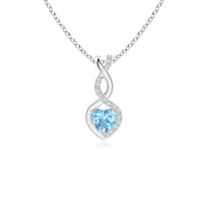 Angara Aquamarine Infinity Heart Pendant Necklace with Diamonds in 14K White Gold 4mm Aquamarine - March Birthstone