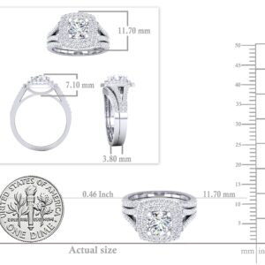 Dazzlingrock Collection 2.70 ctw Round Cubic Zirconia Double Halo Engagement Ring Set for Her (6mm Center Stone) in 10K White Gold, Size 7