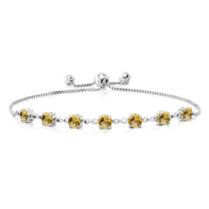 Gem Stone King 2.24 Cttw Yellow Citrine 7-Stone Tennis Bracelet For Women In 925 Sterling Silver | Gemstone Birthstone | Fits Up To 9 inches Wrist