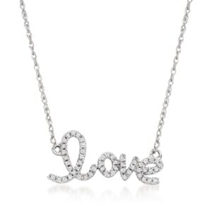 Ross-Simons 0.10 ct. t.w. Diamond Love Necklace in 14kt White Gold. 18 inches