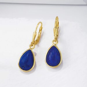 Ross-Simons Lapis Teardrop Earrings in 18kt Gold Over Sterling