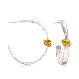 ross-simons two-tone sterling silver wrapped hoop earrings