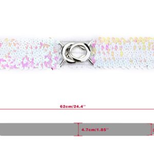 uxcell Lady Sequins Decor Metal Interlooking Buckles Elastic Waist Belt Fit Waist Girth:19.68"/50cm to 29.52"/75cm Black & Multicolor