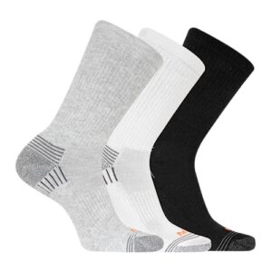 merrell unisex adults men's and -women's recycled everyday half cushion - unisex 3 pair pack repreve arch support casual sock, gray assorted, small us