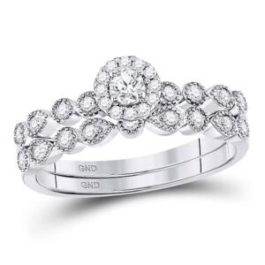 10kt white gold womens round diamond stackable bridal wedding engagement ring band set 1/3 cttw