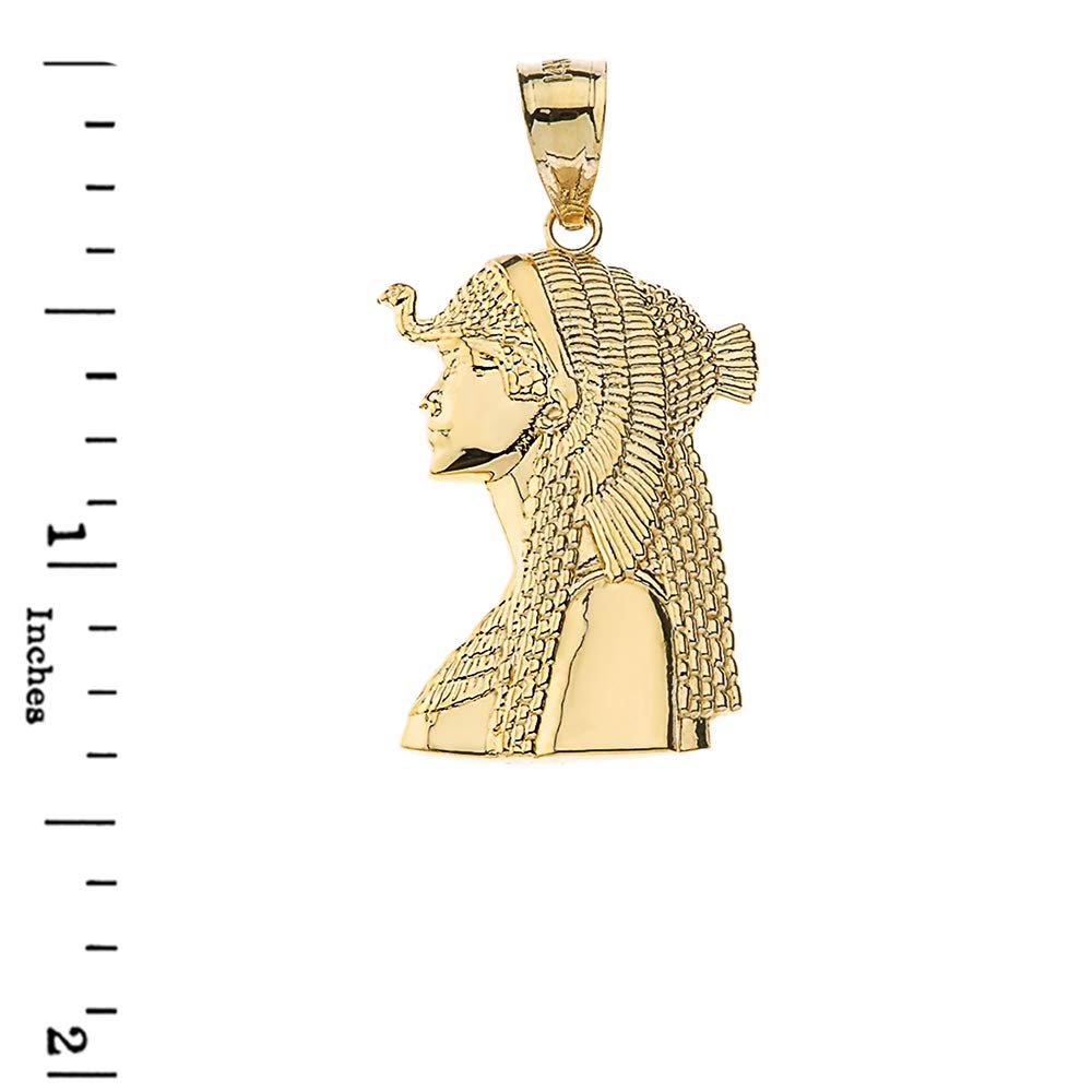 Sideways Crosses Textured 10k Yellow Gold Ancient Egyptian Queen Cleopatra Pendant