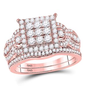 14kt rose gold womens round diamond vintage-inspired bridal wedding engagement ring band set 1.00 cttw