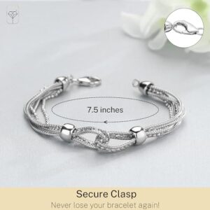 MAX + STONE 925 Sterling Silver Bracelet for Women | 7.5 Inches Silver Mesh Bracelet