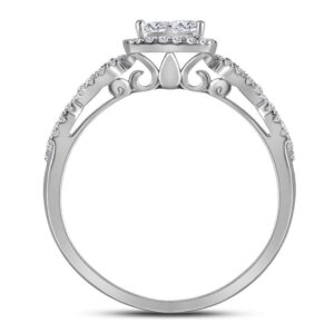 14kt White Gold Womens Princess Diamond Halo Bridal Wedding Engagement Ring Band Set 1.00 Cttw