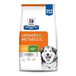 hill's prescription diet c/d multicare + metabolic chicken flavor dry dog food, veterinary diet, 24.5 lb. bag