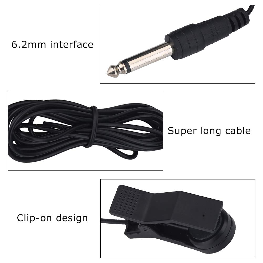 Clip-on Pickup, Portable Pickup Microphone Vocal Pick Up Audio Transducer for Tuner Music Instruments