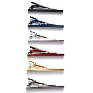 QIMOSHI 6pcs Tie Clips for men Tie Bar Clip Set for Regular Ties Necktie Wedding Business Tie Pin Clips