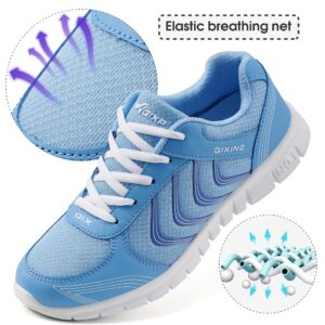 Alicegana Women's Breathable Mesh Tennis Athletic Lace up Fashion Walking Comfort Lightweight Running Sneakers Sports Shoes, Blue