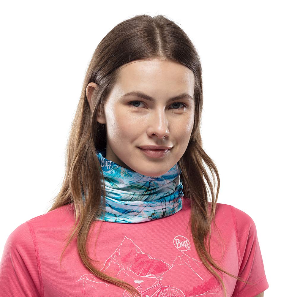 BUFF CoolNet UV Neck Gaiter, UPF 50 Sun Protection, Breathable, Cooling Bandana, Versatile, Quick Dry Face Mask, Makrana Sky Blu, Adult Size