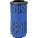 Global Industrial 20 Gallon Perforated Steel Receptacle with Flat Lid, Blue