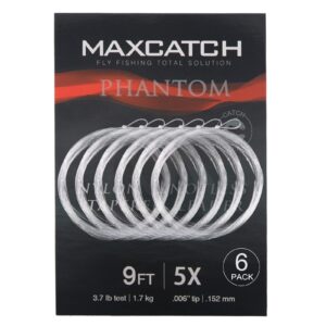 Maxcatch Fly Fishing Tapered Leader Line 6 Pack -Pre-tied Loop- Tensile Strength- Abrasion Resistance- Low Memory 7.5ft/9ft/12ft/15ft, 0X-6X (7.5ft 5X(6pcs))