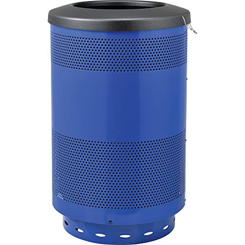 Global Industrial 55 Gallon Perforated Steel Receptacle with Flat Lid, Blue