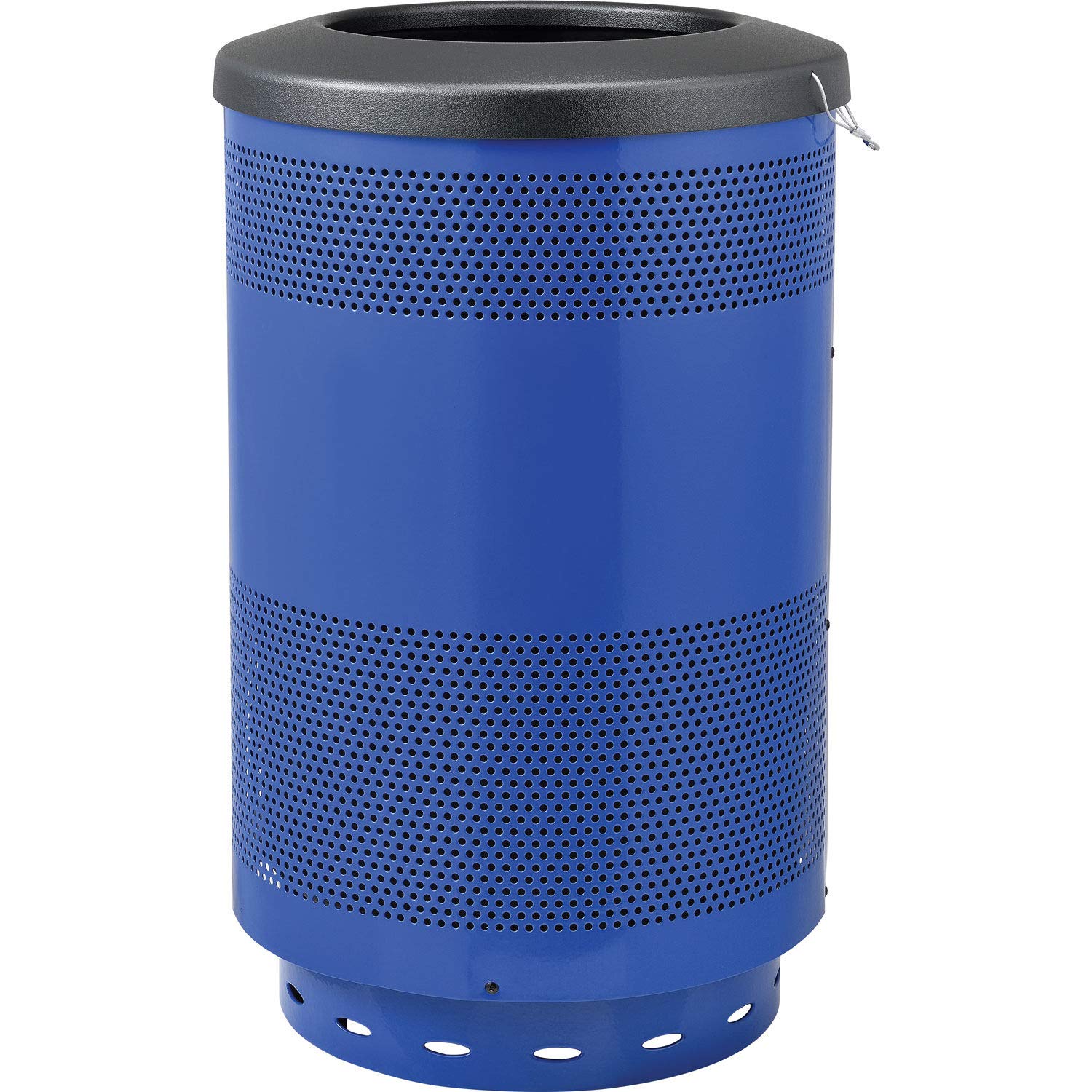 Global Industrial 55 Gallon Perforated Steel Receptacle with Flat Lid, Blue