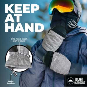 Tough Outdoors Winter Ski Mittens for Women & Men - Snow Mittens Cold Weather - Warm Insulated Waterproof Snowboard Gloves