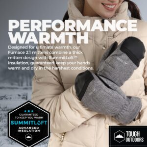 Tough Outdoors Winter Ski Mittens for Women & Men - Snow Mittens Cold Weather - Warm Insulated Waterproof Snowboard Gloves