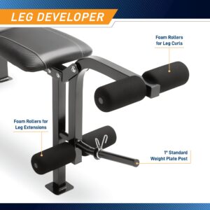 Marcy Competitor Standard Workout Bench with 80 lbs Vinyl-Coated Weight Set Combo CB-20111