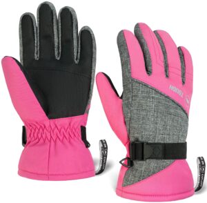 tough outdoors kids snow gloves - kids ski gloves & youth winter gloves - girls, boys snow gloves - insulated waterproof snow gloves - cold weather youth ski gloves - skiing gloves for kids