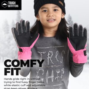 Tough Outdoors Kids Snow Gloves - Kids Ski Gloves & Youth Winter Gloves - Girls, Boys Snow Gloves - Insulated Waterproof Snow Gloves - Cold Weather Youth Ski Gloves - Skiing Gloves for Kids