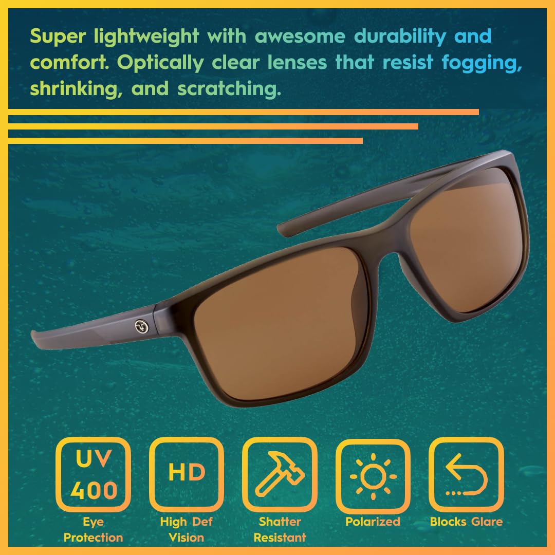 Flying Fisherman 7320CA Rip Current Polarized Sunglasses, Brown Frame, Amber Lens,Brown Frames/Amber Lenses,Large