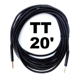 tt bantam 20 foot gold plug patch cable cord - quad core - black