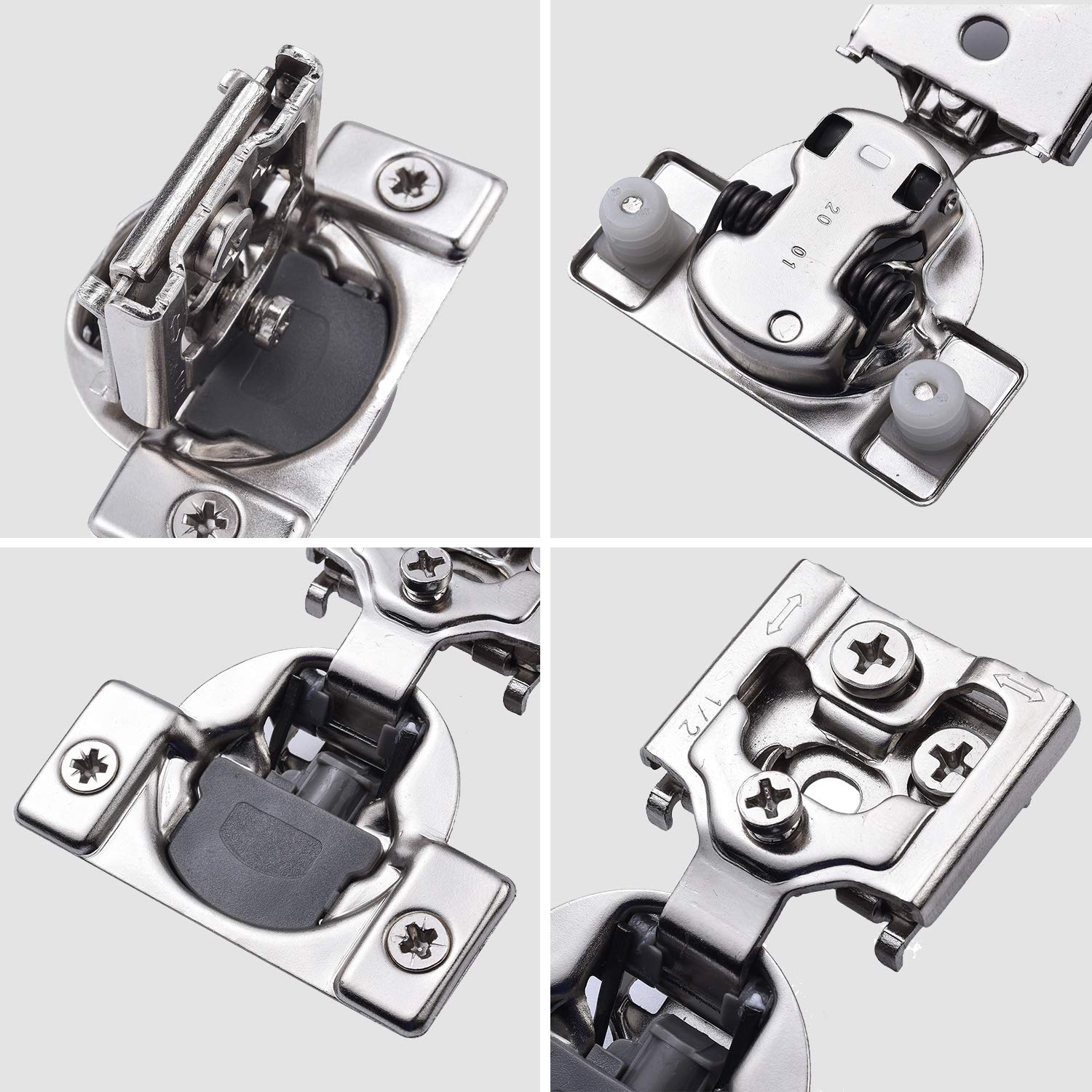 Luokim 4 Pack 1/2 inch Overlay Soft Closing Face Frame Cabinet Hinges for Kitchen Cabinet Hinges Stainless Steel Concealed Hinge Self Closing