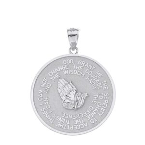 fine 925 sterling silver bible verse serenity and lord's prayer medal pendant (1.15")