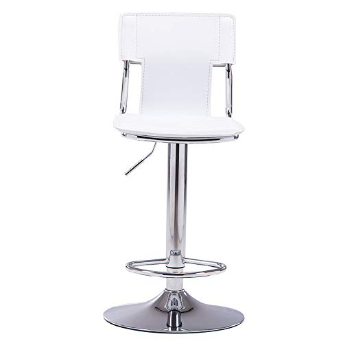 Sidanli White Adjustable Swivel Counter Bar Stool Chairs with Back (Set of 2)