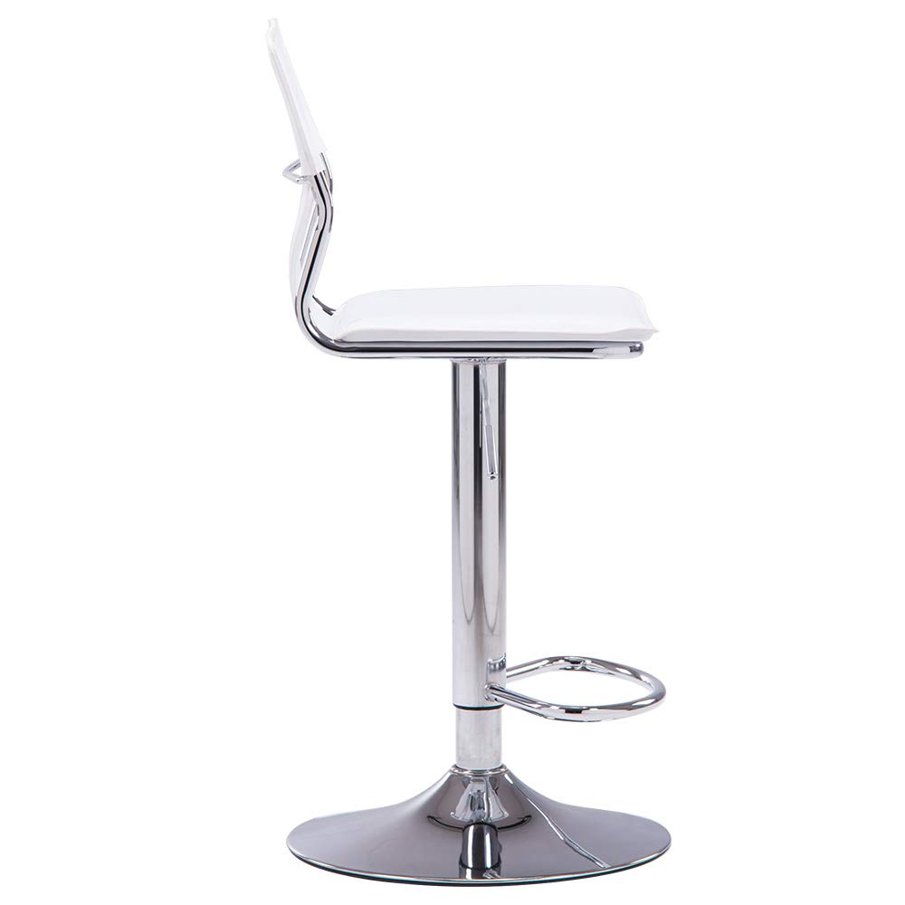 Sidanli White Adjustable Swivel Counter Bar Stool Chairs with Back (Set of 2)